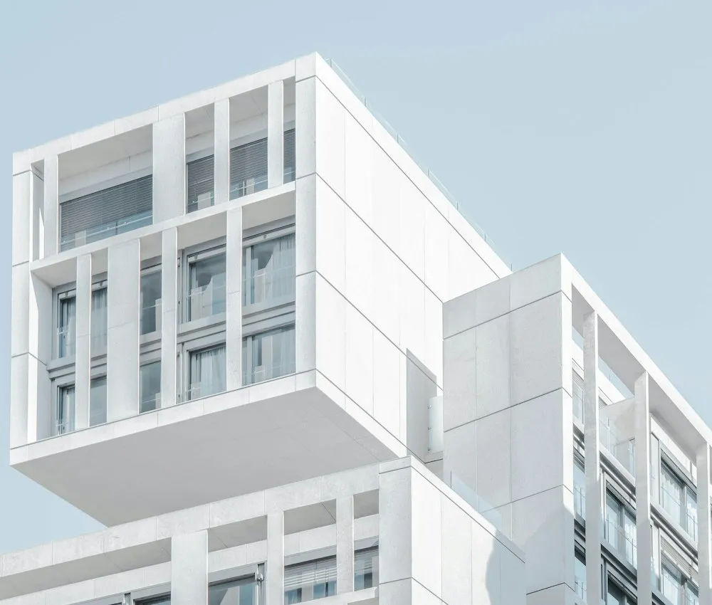 Modern architecture against a clear sky.